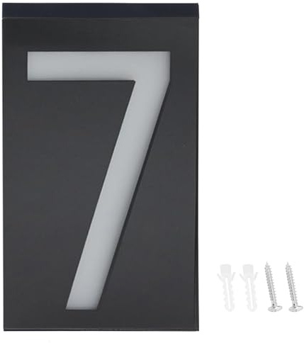 LED de Energía Solar para Exteriores Placa de Puerta con Luz de Número de Casa Solar LED Luz de Señal Numérica Placa de Luces de Dirección de Puerta de Tienda de Hotel de Casa(Numero 7)