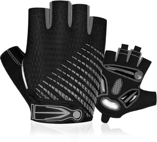 BTNEEU - Guantes de ciclismo con medio dedo y guantes de bicicleta de gel antigolpes, antideslizante, transpirable, guante de medio dedo para hombre, guantes de ciclismo de montaña, verano de fitness,