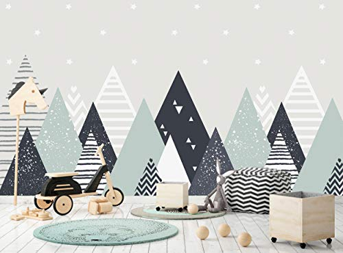 Kindertapete Geometrische Linien Berge Kinderzimmer Foto Wand Wandbild Art Decor B 366cm x H 254cm Wanddekoration Riesen Papier Poster