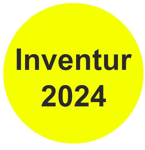 Inventuretiketten, Inventuraufkleber Inventur 2024 - Durchmesser 50 mm - 1000 Stück (Leuchtgelb)