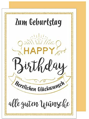 Edition Seidel exklusive Premium Geburtstagskarte mit feiner Goldprägung und Umschlag. Glückwunschkarte Grusskarte Geburtstag einzelne Geburtstagskarte Mann Frau Karte Happy Birthday (G2333 SW022)