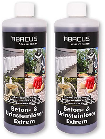 ABACUS® 2x 1000 ml Betonlöser & Urinsteinlöser Extrem (7710.2) - Zementschleierentferner Betonschleierentferner