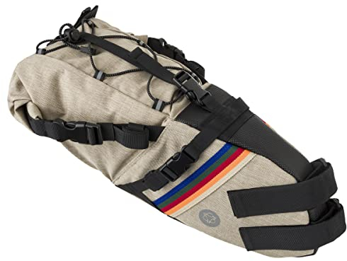 AGU Seat-Pack Satteltasche Fahrrad, 10L Fahrradtasche Sattel für Bikepacking, Wasserabweisend, Reflektierend, Einfache Montage, 100% Recyceltes Polyester - Vintage