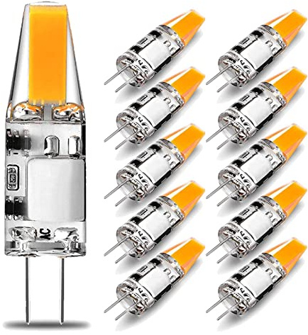 EIMOPE G4 LED Lampen 3W, Warmweiß 3000K 300LM, Ersatz 25W 30W Halogenlampen, 360° Lichtwinke, Kein Flackern, Nicht Dimmbar AC/DC 12V G4 Birnen Glühbirne für Leuchter Landschaftsleuchten, 10er Pack