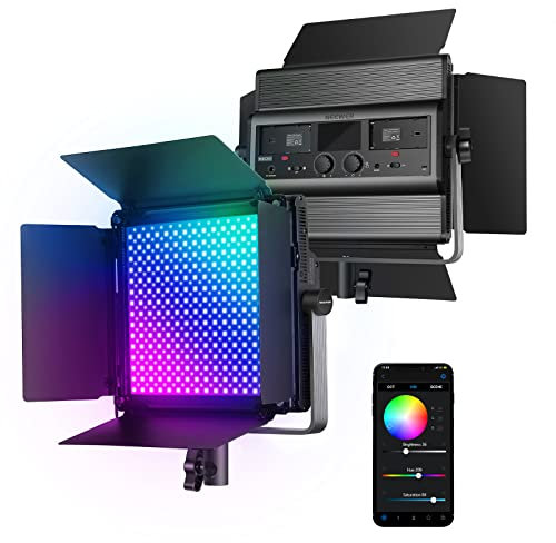 Neewer RGB1200 60W RGB LED Video Light with APP & 2.4G Control, 22000 Lux/0.5m/1% Precise Min Dimming/360° RGB/CRI 97+/TLCI 98+/2500K-8500K/18 Light Scenes for Studio Lighting Photography Videography