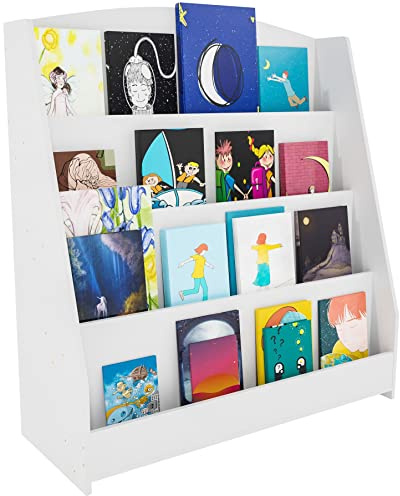 CLP Bücherregal Melfa I Zeitschriftenständer Mit 4 Fächern I Regal Für Kinderbücher I Organizer Weiß Größe 80 cm