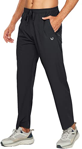 NORTHYARD Men's Athletic Pants Running Workout Joggers Lightweight Gym Jogging Track Casual Sweatpants with Zipper Pockets Black M