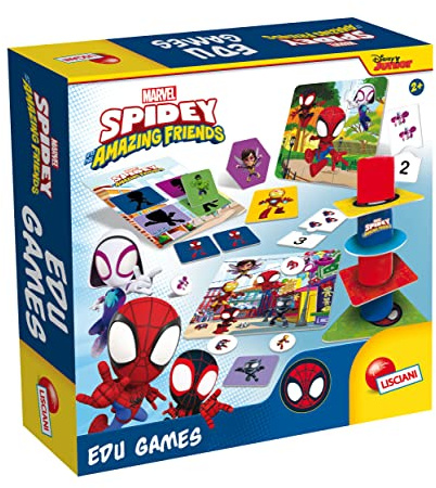 Lisciani - MARVEL SPIDEY - 10 Jeux Éducatifs - Kit de Jeux pour Enfants Dès 2 Ans - Développement Cognitif - Stimule la Créativité et l'Imagination - Fabriqué en Italie