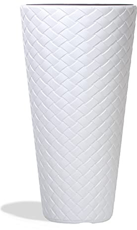 IMJ-Global Vaso per Fiori piante Tondo Matuba Slim Decorativo in Plastica Alto 78 cm da interno esterno Ø40x40 cm Tondo Bianco Design Moderno 57 Litri
