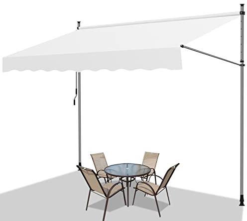 Vigevee Tenda da Sole Balcone, 250x120cm Tenda da Sole a Morsetto con manovella, Regolabile in Altezza, Idrorepellente, Protezione Solare, Senza Forare, 100% poliestere, Beige (M8759-STAR1x)