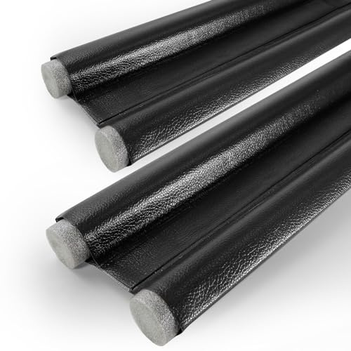 Pack of 2 Draught Excluders for Doors 96 cm, Wind Stopper Door Seal Bottom | Double Seal Draught Excluder, Door Seal Draught Excluder Sound Insulation Door Air Stopper (Black)
