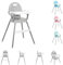 KikkaBoo SPOONY Trona Bebé 3 en 1, Silla Alta hasta 36 Meses, Trona Evolutiva, Asiento Elevador, Silla Baja, Plegable, Bandeja Extraíble, Gris
