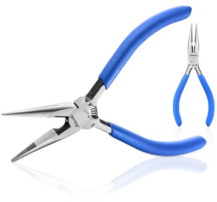 mshandto M-013 Spitzzange, 12,7 cm lange Spitzzange zum Biegen von Draht, Hartstahl, gezackte Backenzangen für Schmuckherstellung, Elektronikreparatur, Objektgreifen, Basteln, 2 Stück