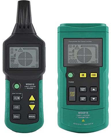 MS6818 Localizzatore di Cavi Metallici Tester per Rilevatori di Tubi Metallici, Localizzatore diCA CC 12 V a 400 V, sensibilità Regolabile, Autoispezione, Compatto, Rilevatore