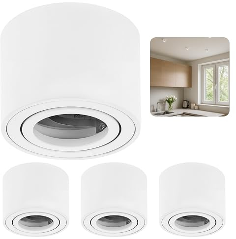 Sweet Led 4x Deckenspots Aufputz 50mm Aluminium Aufbauspots schwenkbar Ø 80mm 230V Aufbaustrahler - weiß matt, rund