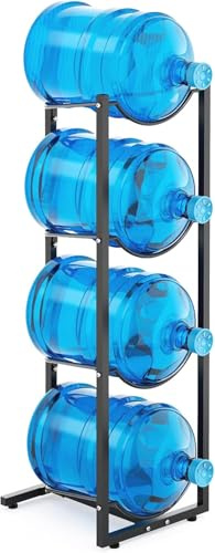 MYLOLF Soporte de almacenamiento para jarras: organizador de botellas de agua de 4 niveles de 5 galones, soporte de contenedor de 5 galones para el hogar, cocina, garaje