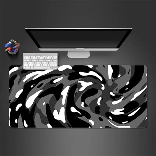 Schwarz Weiss Gaming Mauspad XXL 600x300x2mm Mousepad Groß rutschfest Schreibtischunterlage Spezielle Oberfläche zur Verbesserung von Präzision und Geschwindigkeit für Büro und Zuhause