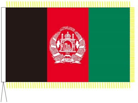 PinkDisplay Afghanistan Satin Flagge Golden fringe Polyester full color 90x60cm Headtape mit Ösen und Double Stitched für Feiern