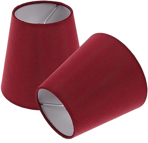 Kleiner Lampenschirm aus Stoff mit Clip On Funktion, 2 Stück | Weinrot, Retro, für Hänge und Stehlampen, Passend für Schlafzimmer und Arbeitszimmer