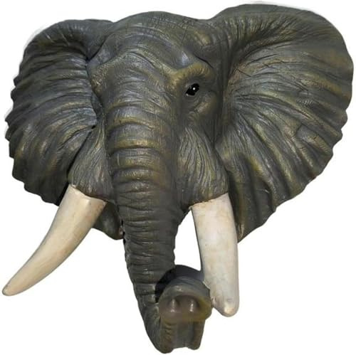 CHJJZXBF Estatua de Cabeza de Elefante, Escultura de Pared, Busto artístico en Resina,Mud