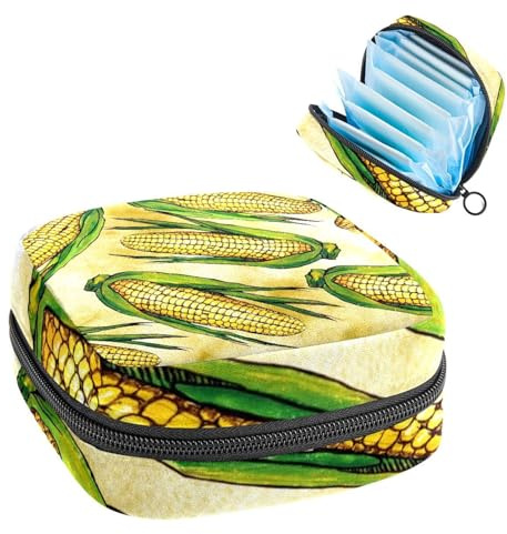 Borsa portaoggetti per assorbenti igienici, sacchetto mestruale per coppette mestruali, organizer per assorbenti femminili, motivo acquerello a mais