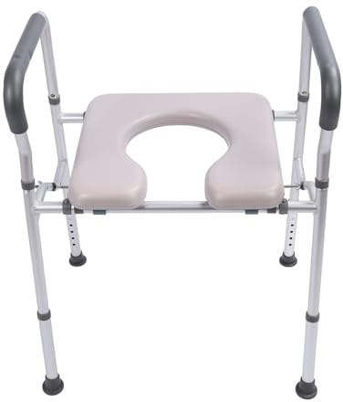 Rialzo per Sedile WC per Disabili in Lega di Alluminio, Braccioli Regolabili, Antiscivolo, Robusto, Installazione Semplice, con Altezza Regolabile e Supporto per Donne Incinte