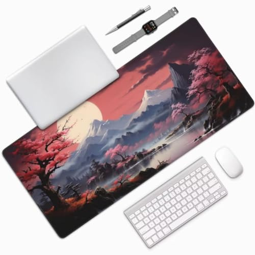 Tapis de Souris Japon Tapis de Souris XXL 600x300 mm, Imperméable Tapis de Souris Gamer XXL Tapis Souris Paysage Mouse Pad, Base Atidérapante, Haute Précision et Vitesse pour Gamer, Deco Bureau -MU776