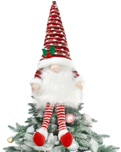 Gnome Christmas Tree Topper,Gnome Christmas Ornaments Santa Gnomes Plush Party Decoration Ornament Supplies
