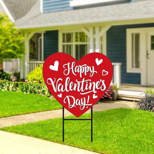 FYSUIMU Gartenstecker aus Metall, Motiv: rote Liebe, Herz, Hofpfahl, dekoratives Rasenschild für Hochzeit, Jahrestag, Party, Zuhause, Außenbereich, Rasen, Veranda, Dekoration