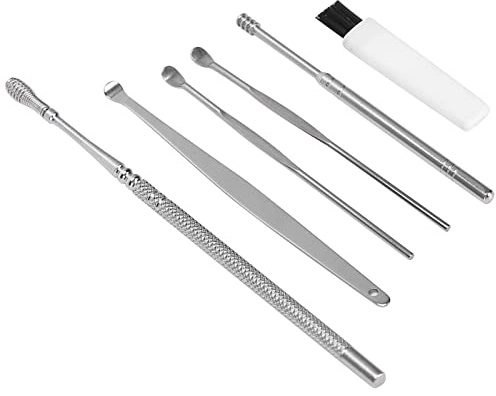 Ohrenreiniger-Set, Edelstahl-Spiral-Ohrenschmalzentferner, Ohrenreinigungswerkzeug-Set mit großen kleinen Ohrlöffeln, Reinigungsbürste, Aufbewahrungsbox