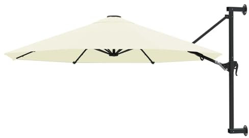 Juroupi Wall-Mounted Parasol with Metal Pole 300 cm Sand,Wall-Mounted Parasol,Outdoor Garden Wall-Mounted Parasol-44863