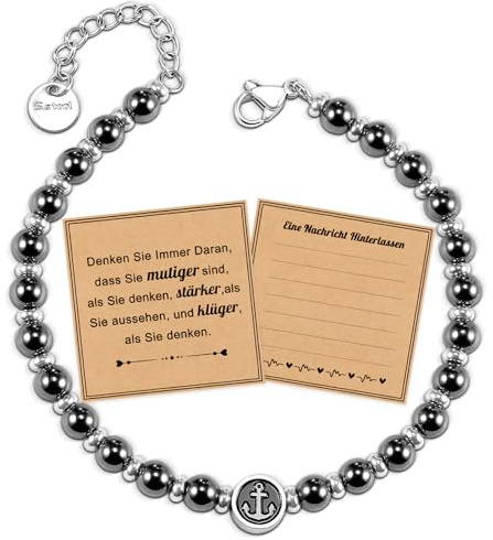 FANCIBAND Geschenke Mann Perlenarmband Herren Armband Edelstahl 316L mit Anker Symbol Armbänder für Herren Geschenk für Meinen Sohn Papa Großvater Enkel Bruder Ehemann Freund Onkel Neffen