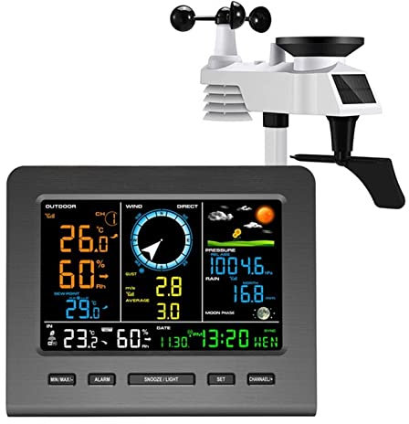 Estación Meteorológica para Casa, Estación meteorológica inalámbrica de Internet, pronóstico del tiempo, temperatura, presión, humedad, viento, lluvia, frase lunar, reloj despertador, probador,para e