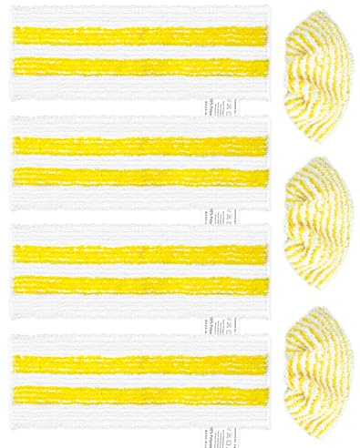NETONDA 7 Accessoires pour Kärcher SC2 SC3 SC4 SC5 Lavettes Lingettes Nettoyeur Vapeur EasyFix - 4 Pcs Serpillières pour Karcher et 2 Bonnettes pour Buse à Main