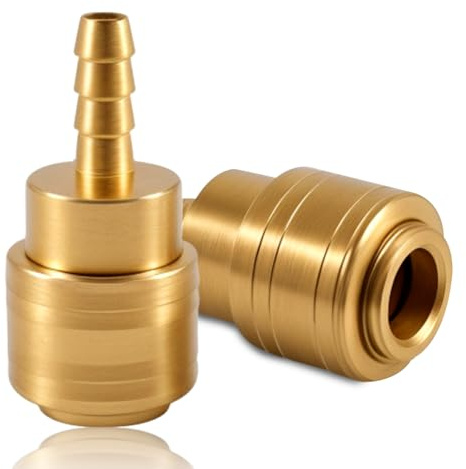2 Stück Schnellkupplung Druckluft NW 7,2 mit Schlauchtülle | Schnellkupplung mit Tülle 8mm, Druckluftkupplung mit Schlauchanschluss Tülle 8mm, für Druckluft-Anschluss