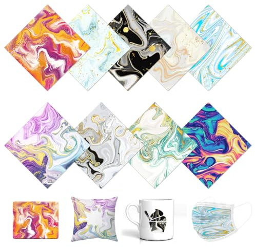 9 Farbe Infusible Transfer Ink Tie Dye Infusible Ink Folie für Cricut 30.5x30.5cm Infusible Transferpapier Unlöslich Sublimationstintenblatt für Wärmepressmaschine für T-Shirt, Tasse, Untersetzer