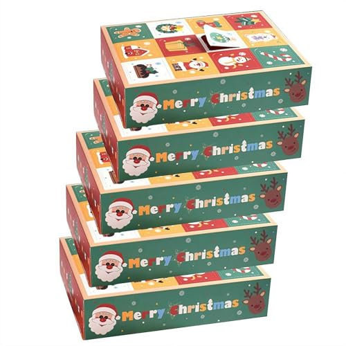 5Pcs Christmas Fillable Advent Calendar Box,12 Days Empty Advent Calendar Box, Christmas Countdown Fillable Advent Calendar, Christmas Advent Calendar Cases to Fill Chocolates, Candies, Toys