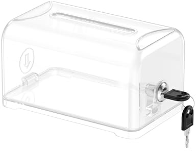 Uniclife Acryl Spendenbox für Spendenaktionen durchsichtige Wahlbox mit Einwurfschlitz und Schloss Schreibtisch Spardose Plastik Aufbewahrungsbox für Abstimmungen Wohltätigkeit 18,5x11,4x10 cm