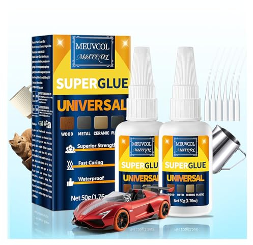 Meuvcol Super Glue All Purpose 100g - Instant & Waterproof Superglue for Plastic, Ceramic, Wood, Shoe, Glass, Leather, Rubber - Clear & General Strong Cyanoacrylate Adhesive Gel For everything