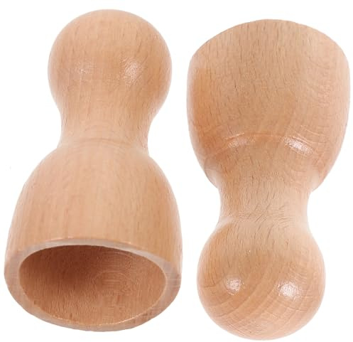 Massaggiatore in Legno per Corpo 2 Pezzi, Portatile per Casa | Colore Kaki, Set Riutilizzabile, Superficie senza Bave, Leggero e Delicato, per Viaggio e Uso Domestico