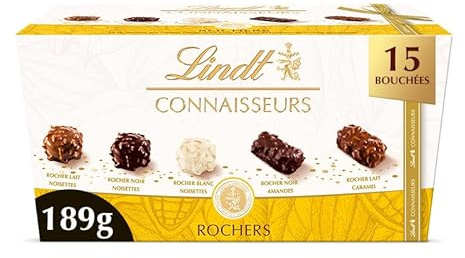 Lindt Ballotin CONOCIDORES Chocolate Leche Negro Blanco Surtido Rocher189g
