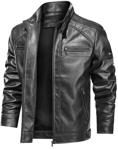 LKRSEEF Giubbotto in Pelle Uomo Giacca in Pelle Uomo Giacca Giubbotto Moto Vera Nero Giubbino Giubbotti Vera di Ecopelle Invernale da Giubbotti Chiodo Moto Invernale