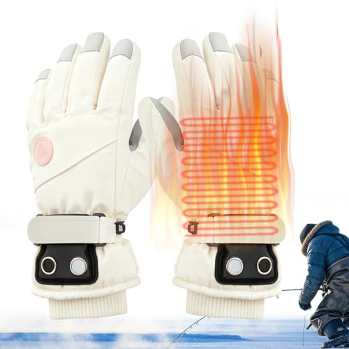 Gants chauffants pour femme – Équipement d'hiver électrique rechargeable à écran tactile, contrôle de la chaleur réglable, accessoire de ski thermique à trois niveaux pour cyclisme, moto, camping