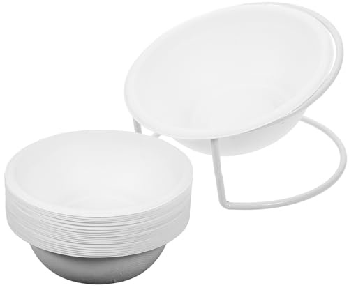 WOONEKY Lot de 20 Set de Gamelles Jetables en Papier pour Chats et Chiens, Supports Blancs Ouverts Inclus, Légères et Pratiques pour Alimentation et Eau, Usage Intérieur et Extérieur,