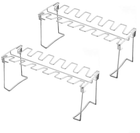 Support à 14 fentes en acier inoxydable pour cuisses et ailes de poulet avec design pliable pour une utilisation au four et au gril, prend en charge une cuisson uniforme et un rangement peu encombrant