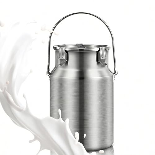 Lechera Acero Inoxidable 3/5/10/15 Litros 201,bidón de leche sellado con Tapa/asa Grande bidones for Transporte/Cubo for Vino Resistente Jarra Barril Aceite,Nofaucet-15L