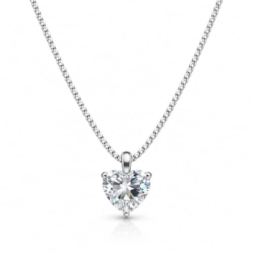 AVERELLE Halskette Damen, Herzkette mit Zirkonia, Gold- oder Silberkette | Goldkette Damen oder Silberkette Damen: 18K Gold- bzw. Weißgold vergoldet, 316L Edelstahl, wasserfest, Herzanhänger, 40+6 cm