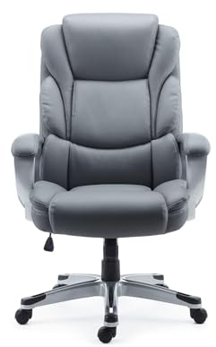STAPLES Executive Office Chair, Bonded Leather, Gray