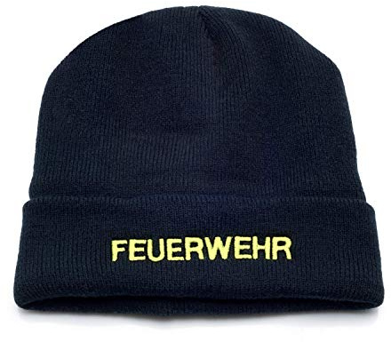 PACOTEX Strickmütze Wintermütze Marineblau mit Stick Feuerwehr und 3M Thinsulate Wärmeisolation