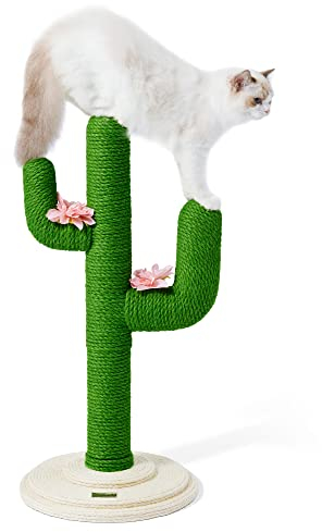 VETRESKA Cat Scratching Post, Cactus Cat Scratch Posts for Indoor Adult Cats Kittens, 31.5 Inches Large Sisal Cat Scratcher, Tall Sisal Cat Scratcher, Stable Cat Scratch Tree for Active Cats